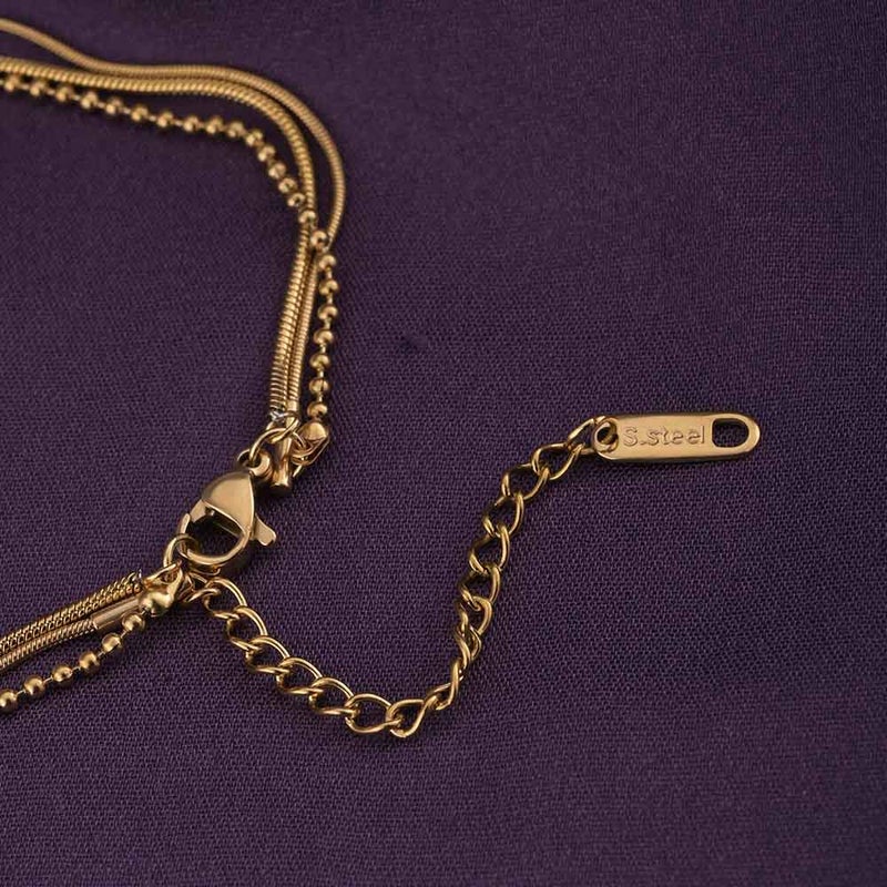 PALMONAS 18k Gold Tone Plated Golden Layers With Stone Necklace
 for Women - Image 4